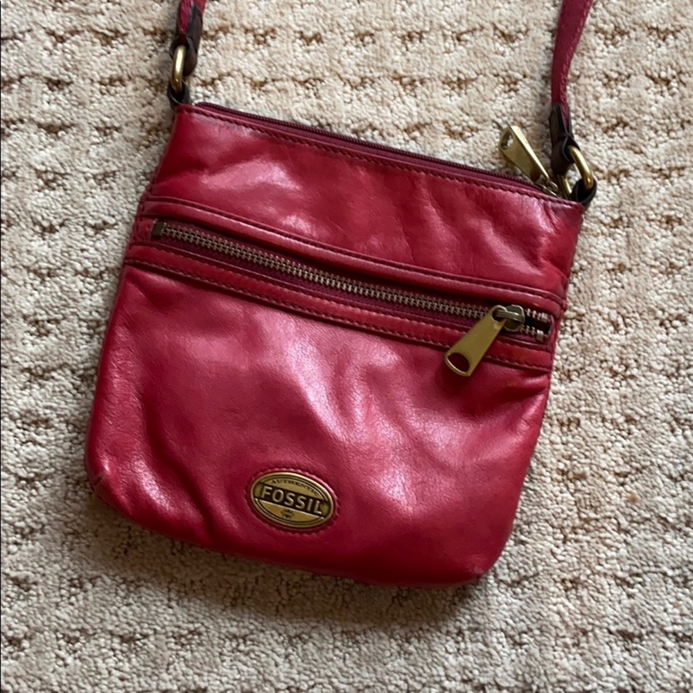 Fossil red crossbody purse